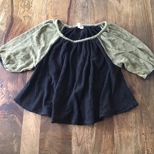 We The Free Black Green Raglan High Low Shirt